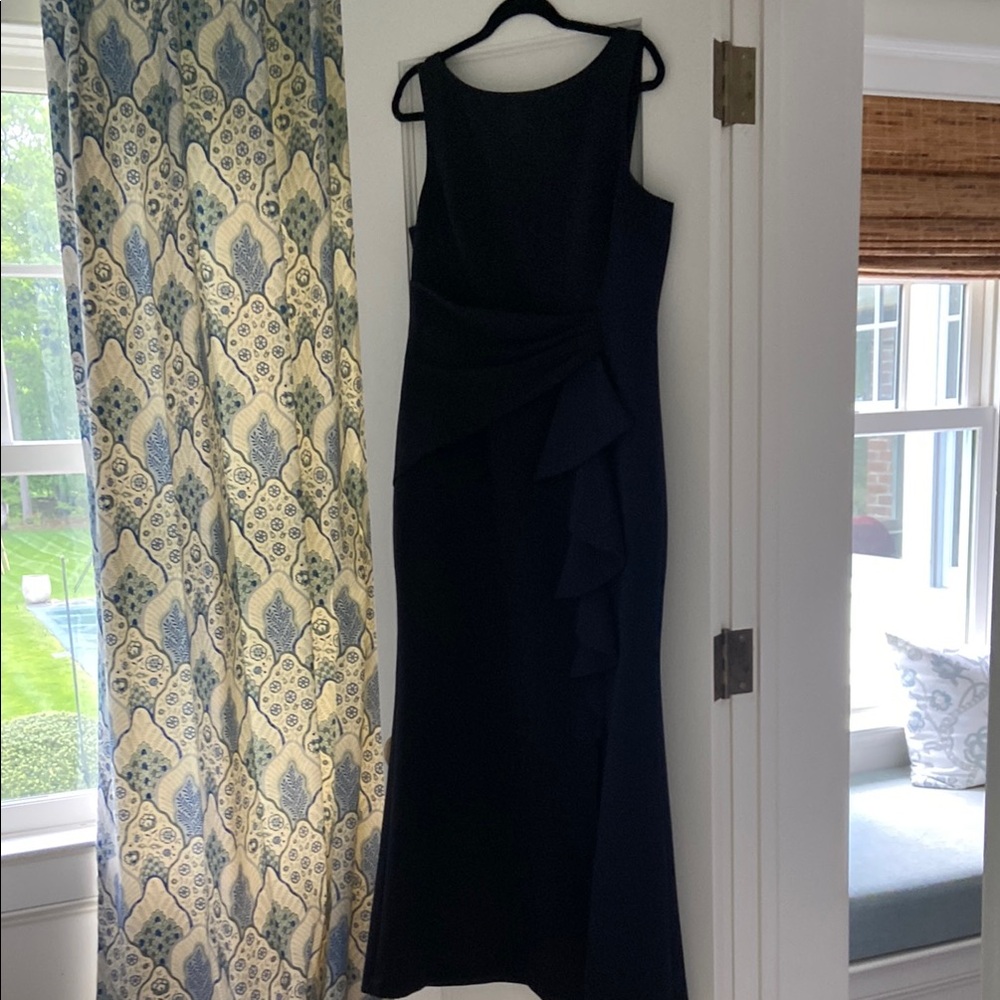 Eliza J Cascade Sleeveless Ruffle Gown